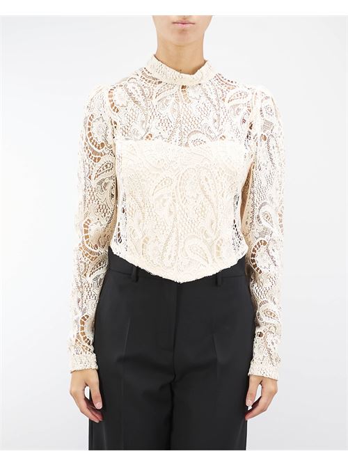 Macramé Lace Cropped Blouse Twinset TWIN SET | Blouse | TP246411748